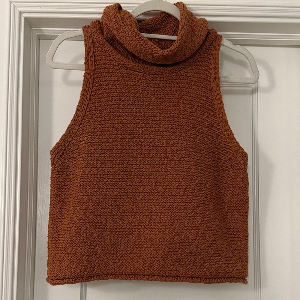 By Together Rust Sleeveless Cowl Neck Sweater
